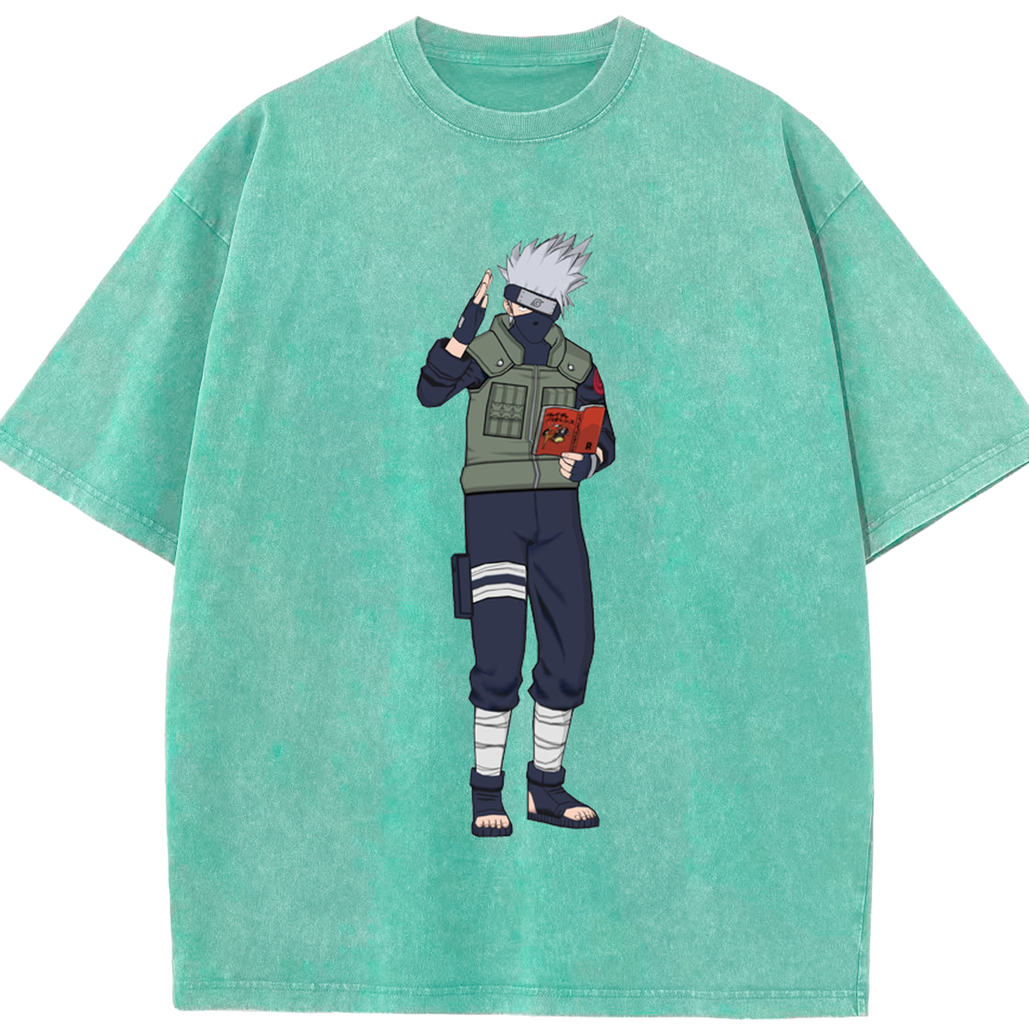 （画像用） NARUTO -ナルト- はたけ カカシ Hatake Kakashi 綿100% ヴィンテージ風 半袖Tシャツ（フロントプリント）
